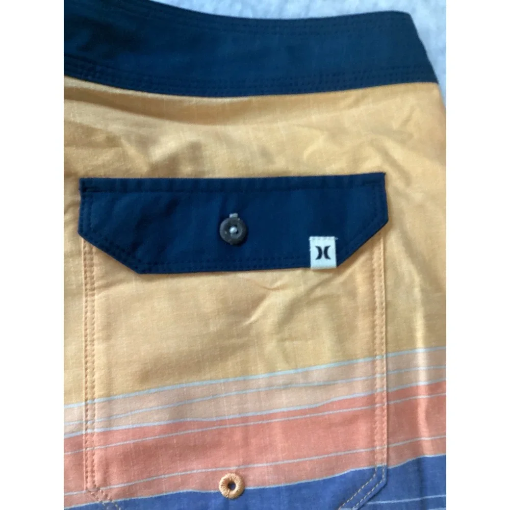 Hurley Phantom Naturals Board Shorts Mens‎ 28 Orange Blue Striped MBS0011450
